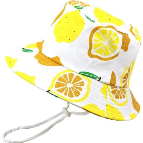 Cartoon Baby Panama Beach Sun Hat Summer Children Girl Bucket Cap Kids Fruit Print Outdoor Hats Toddler Girls Fisherman Visor