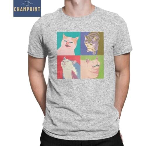 Men Four Meme Cats Of The Apocalypse T Shirts Cat Lover Pure Cotton Clothes Leisure Short Sleeve O Neck Tees Plus Size T-Shirt