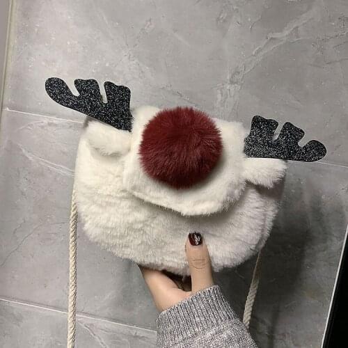 2019 New Style Cartoon Cute Plush WOMENS Bag Over-the-shoulder Bag Venonat Decoration Antlers Maomao Bag Mini Bag