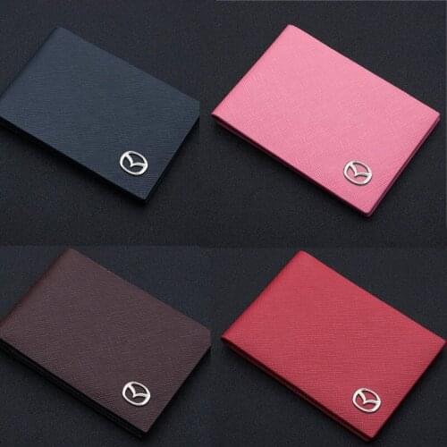 New Ultra-thin Drivers License Leather Case Mens Credit Card Wallet Holder Bag Womens Tarjetero For Mazda Car Accessories