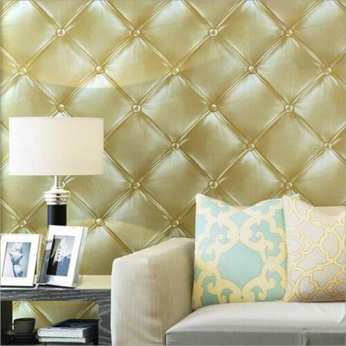 Q QIHANG Luxury Gold Europe 3D PVC Non-woven Environmental-Friendly Living room Bedroom Study Wallpaper 0.53m*10m=5.3m2