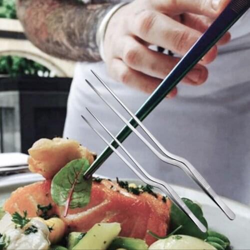 14/16/20cm Stainless Steel Tweezer Plating Chef Food Tweezer BBQ Clip Barbecue Tongs Serving Presentation Kitchen Cooking Tools