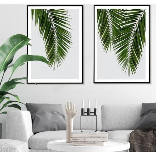 Scandinavian Style Tropical Botanical Poster Green Leaves Decorative Picture Modern Wall Art Painting For Living Room Home Decor