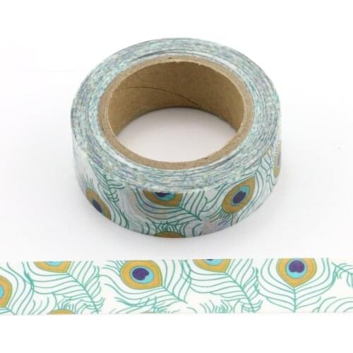 Lovely plumes of the peacock Washi Tape Decorative Adhesive Tape Decora Diy Scrapbooking Sticker Label Stationery 1X