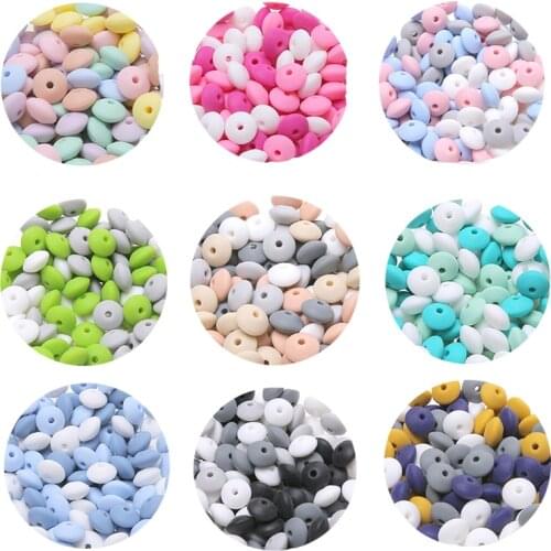 20Pcs Baby Teethers 12mm Silicone Beads Abacus Lentils Food Grade Silicone DIY Nursing Pacifier Chain Baby Theething Toys Charm