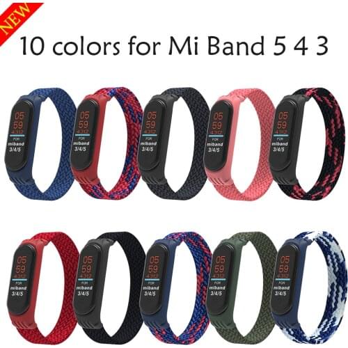For Xiaomi Mi Band 5 4 3 Braided Solo Loop Strap Nylon Braid Soft Lightness Sports Watchbands for Mi Band 3 4 5 Wrist Straps