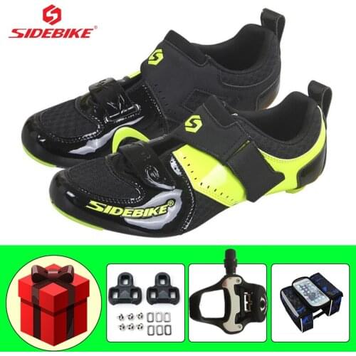 SIDEBIKE Bicicleta Triatlon Road Bike Shoes Add Cleats Pedals Ultra-light Breathable Bicycle Riding Sneakers Road Flat Shoes