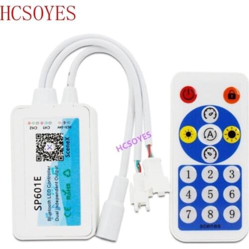 SP601E WS2812B WS2811 Music Controller Built In Mic Dual Signal Addressable Pixels LED RGB Strip Light IOS/Android App DC5V-24V