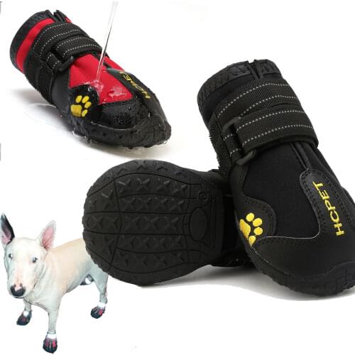 4pcs/set Pet Dog Shoes Reflective Waterproof Dog Boots Warm Snow Rain Pets Booties Anti-slip Socks Footwear For Medium Large Dog