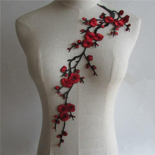 Cherry branch decoration dress embroidery applique fabric DIY clothing craft supplies material accessories 1 piece for sale