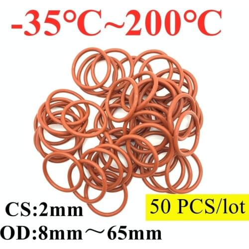10pcs Red VMQ Silicone Ring Gasket CS CS 2mm OD 8 ~ 65mm O Ring Rubber Seal pressure cooker o-ring food high temperature gasket
