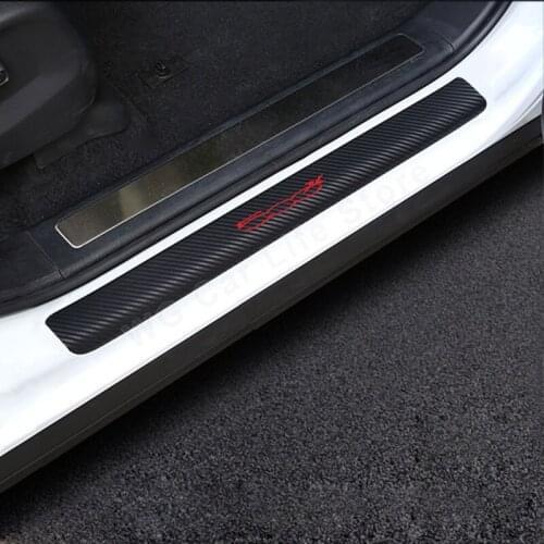 Carbon Fiber Vinyl Car Sticker Car Door Sill Protector Scuff Plate For Fiat 500X Auto Accessories