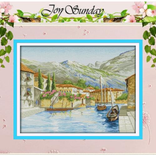 A Lake Side Town patterns counted Cross Stitch 11CT 14CT Cross Stitch Set DIY wholesale Cross-stitch Kits Embroidery Needlework