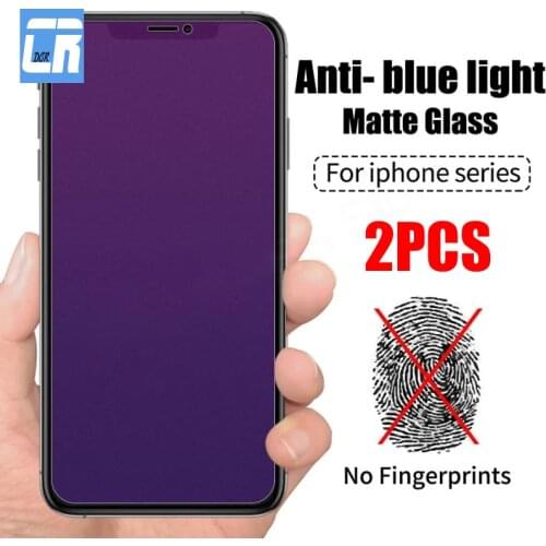 2pcs Anti Blue Light Matte Tempered Glass for iPhone 11 12 13 Pro Max Mini Screen Protector for iPhone X XS Max XR Frosted Glass