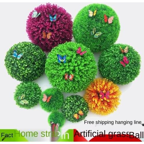 Green Artificial Milan Eucalyptus Peanuts Grass Ball Home Garden Outdoor Decoration Fake Plants DIY Wedding Party Grass Ball