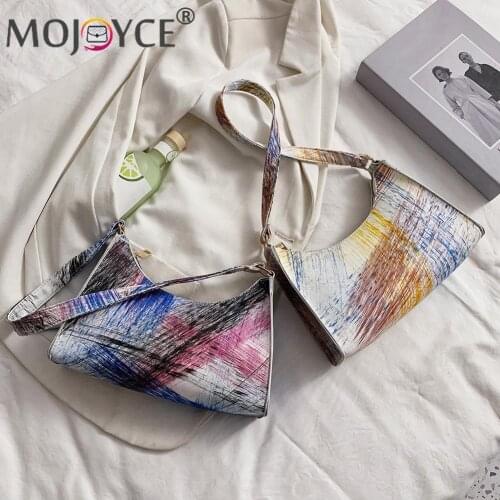 Lady Baguette Bags Mini PU Leather Shoulder Bags for Women Fashion Irregular Line Pattern Designed Handbags Female Travel