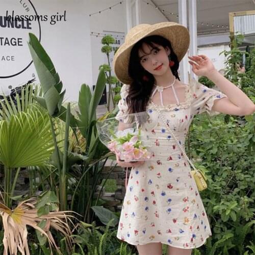 New Summer Chiffon Dress High Quality Pearl Choker Sexy Short Sleeve Vintage Patchwork Lace Midi Dress Vestidos 2021