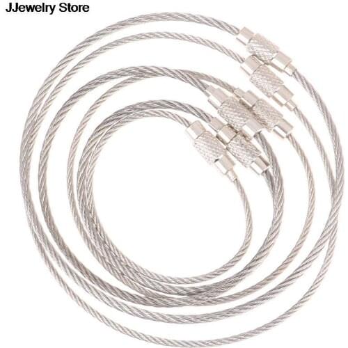 10/20pcs/Set Wire Rope Key Chain Stainless Steel Wire Keychain Carabiner Cable Key Ring Outdoor Hiking Tool Parts