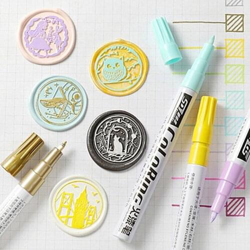 10Color Sealing Wax Coloring Pen for Wax Seal Stamp Mark Pen Decoration Wax Seal Metal Gold Color Tracing Line Pen