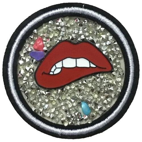 1PC Iron on Patches Rhinestones Red Lips Patch for Clothes Hot Melt Adhesive Embroidery Parches Fashion DIY Decoration Applique