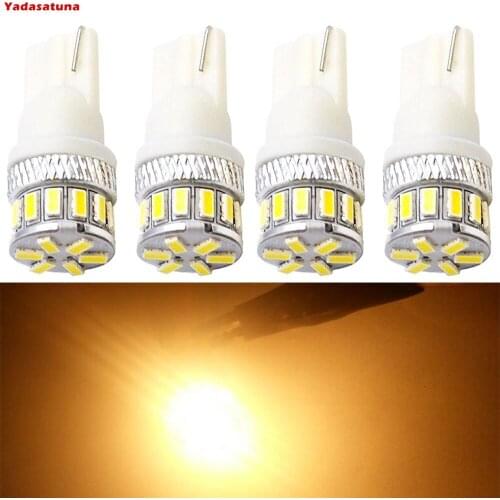4Pcs Warm White 3000K Car Interior Exterior T10 18SMD 3014 Replacement For 912 2825 Map Dome License Plate Side Marker Light