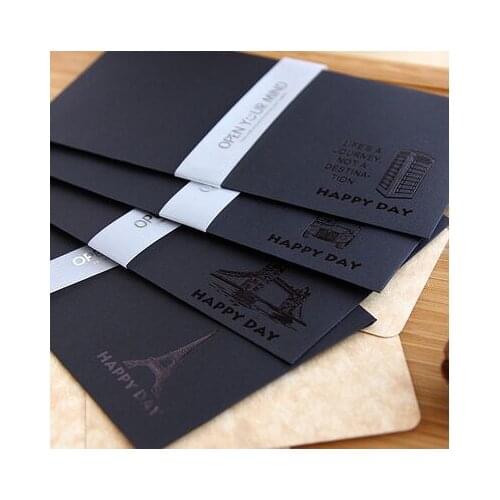 5PCS/BAG New Retro Black Gilding Envelope For Card Scrapbooking Gift Wedding Letter Invitations korean stationery papelaria