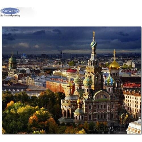 5D DIY Full Square Diamond Painting Cross Stitch Church of the Savior Diamond Embroidery Rhinestone Mosaic Home Decor Gift