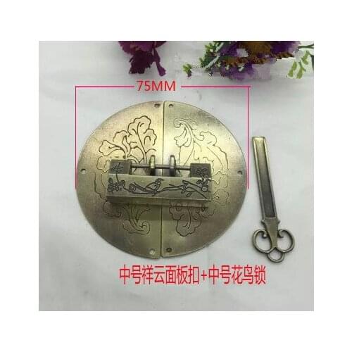 A03 Antique wooden box buckle + zinc alloy lock "cross lock button box gift box DIY supplies