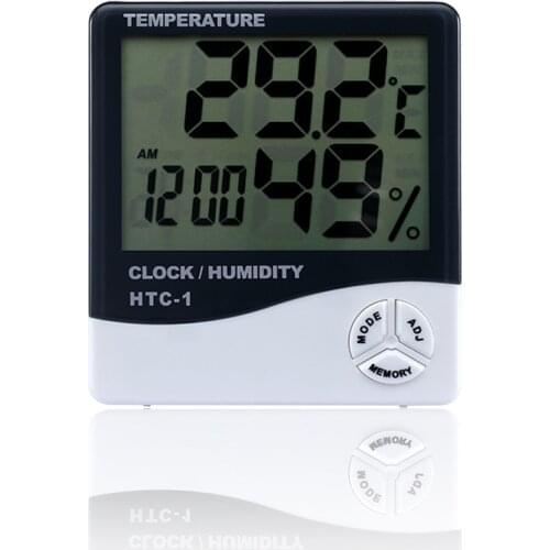 Digital Indoor Thermometer and Hygrometer with Humidity Guage, Home Temperature Humidity Monitor Meter with Clock, Alarm