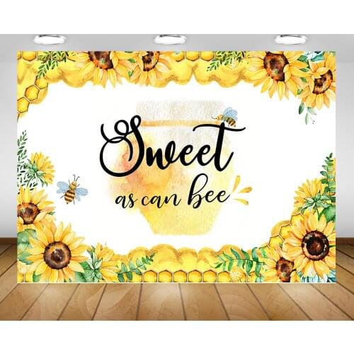 Sweet as can Bee Baby Shower Background Photo Shoot Sunflowers Honey Newborn Little Kids Girl Birthday Party Banner Backdrop