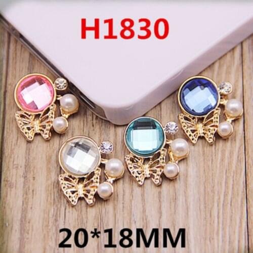 Hot Sale wholesale 20pcs/lot 20*18mm rhinestone button pearl buttons DIY mobile phone hair decoration Accessories YF100