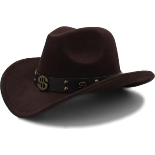 Women Men Wool Hollow Western Cowboy Hat R Gentleman Jazz cappello uomo Sombrero Hombre Montana Cap Size 56-58CM