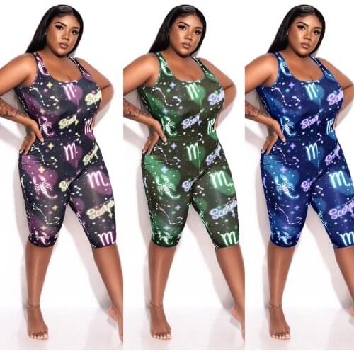 Imcute Summer Boho Playsuits 2020 New Colorful Print Sexy Sleveless Jumpsuit Romper Shorts Workout Tracksuit Casual Outfits