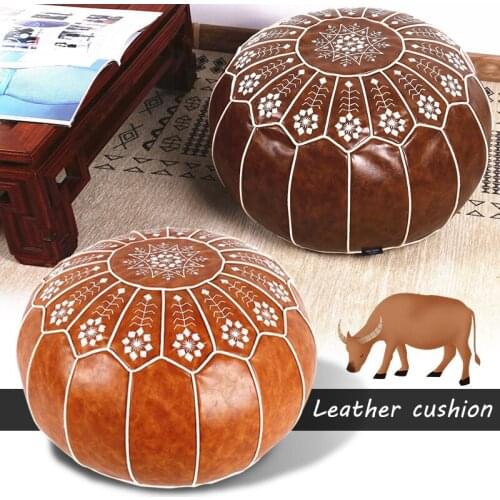 Moroccan Futon Mandala Handmade Cushion Embroidered Seat Pier Cover Living Room Bay Window Cushion Leather Round Stool Covers