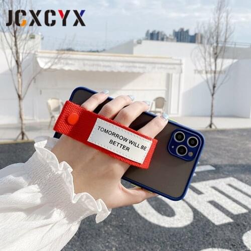 Matte transparent wrist strap lens protection phone case for iphone 12 Pro Max MiNi 11 Pro Max XR X XS Max 7 8 plus 6S SE 2020