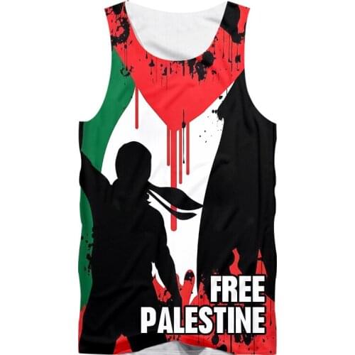 IFPD Oversize Tank Top Men 3D Printed Free Palestine Sleeveless Shirt Polyester Breathable Fight For Freedom American Size Vest
