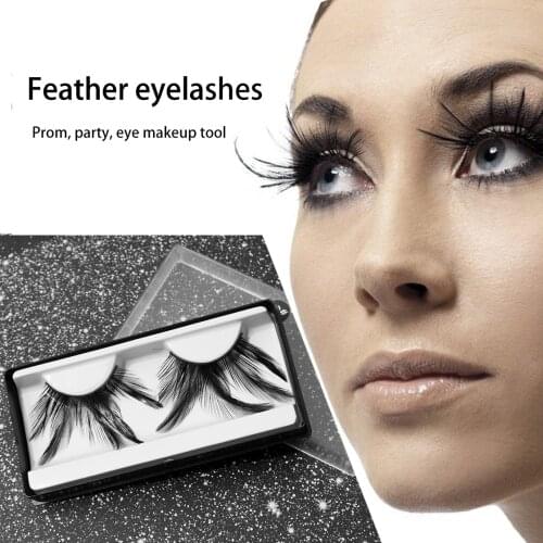 TAOLING Black Feather False Eyelashes Extension Makeup Eye Lashes Halloween Xmas Show Masquerade Exaggerated Lashes