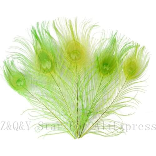 Natural 25--30CM (10-12 inches) peacock feather dyed time fruit green 50-100 DIY craft jewelry show mask accessories feather