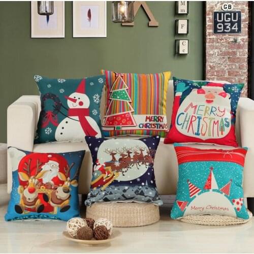 Snowman Series Cushion Cover Simple Style Home Decor Cotton Linen Pillow Case 45x45cm Pillow Cover