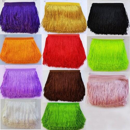 Wholesale 10 yards 15cm Long Fringe Lace Tassel Polyester Lace Trim Ribbon Sew Latin Dress Stage Garment Curtain DIY Accessories