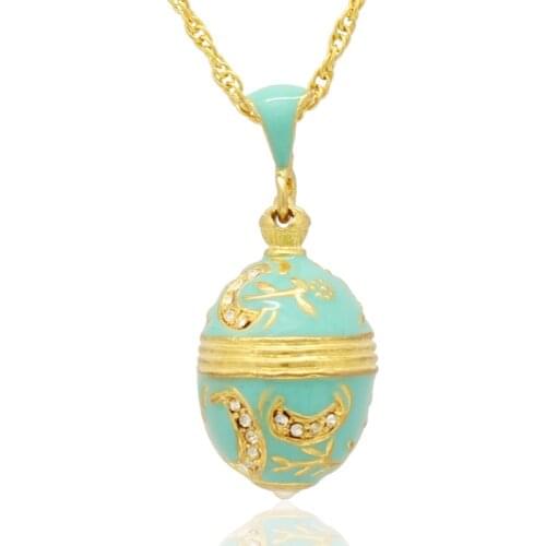 Suitable for European jewelry brand necklace light blue enamel moon handmade Russian egg pendant necklace