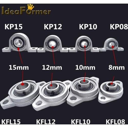 2Pcs KP/KFL 08/10/12/15 08/000/001/002 Bearing Shaft Support Spherical Roller Zinc Alloy Mount Bearing Pillow Block Housing