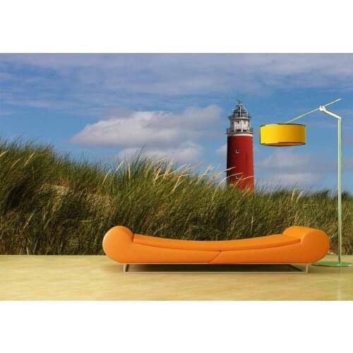 Custom 3D Photo Wallpaper Grassland Lighthouse Background Mural Living Room Bedroom Vinyl Mural Waterproof Wallpaper Home Decor