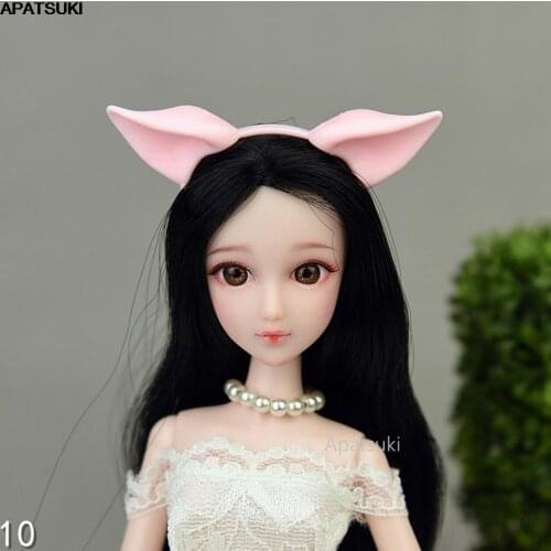 Pink Fox Cat Ear Headband Headwear Tiara For Barbie Doll Accessories Plastic Hairwear Hair Accessories For 1/6 Dollhouse Toys