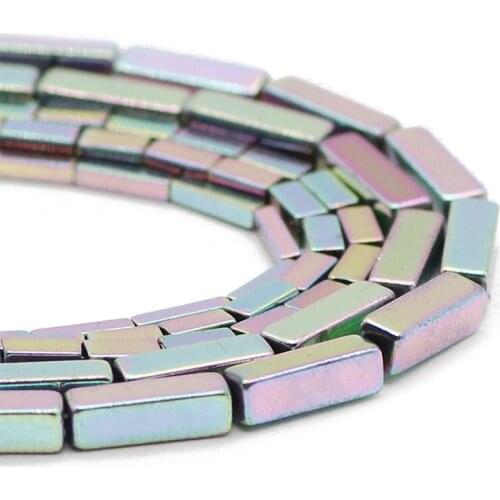 Rectangle Cuboid Square Light Purple 4/6/9MM Hematite Natural Stone Spacer Loose Beads For Jewelry Making DIY Bracelets Pendant
