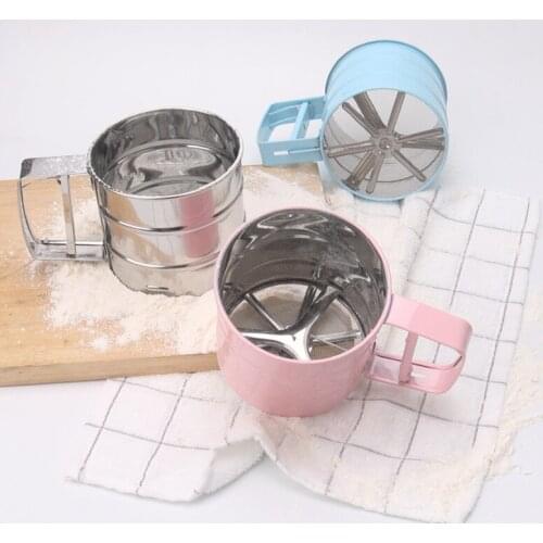 Handheld Flour Sifter Stainless Steel Mesh Flour Baking Icing Sugar Shaker Sieve Cup Shape Bakeware Baking Pastry tools