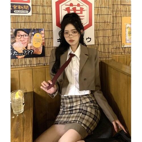 Genuine School Uniform 2021 New Japanese Style Red Necktie Long Sleeve Solid Color Suits Coats Sexy Tight Formal Art Uniform