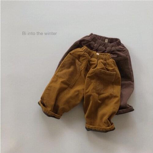 Toddler Boys Pants Autumn Winter New Kids Korean Thicken Warm Trousers Casual Plus Velvet Wide Leg Pants for Boy 2 3 4 5 6 Y