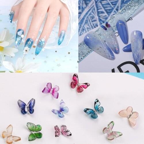 Three-Dimensional Resin Butterfly Nail Art Accessories Manicure Drill Japanese DIY Materials Nail Polish Glue Decorations 10PCS