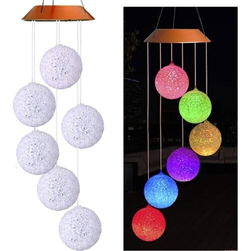 New style Solar-powered lamp Outdoor Wind Bell Light Spiral Spinner Light Mobile Wind Chime Bell Outdoor LED Solar Light
